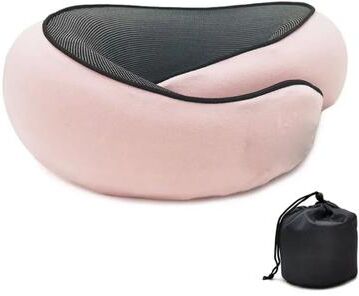 Uplifted Goods Fillable Travel Neck Pillow And Storage Bag pink With Bag