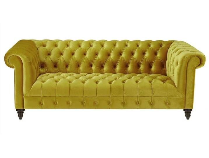 JVmoebel Chesterfield-Sofa Gelbe Chesterfield Couch mit hochwertiger Polsterung und Nieten, Packung, Made in Europa