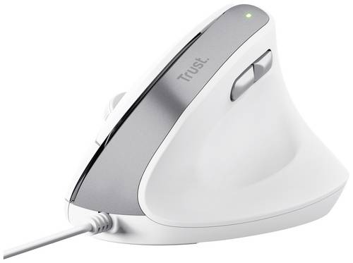 Trust BAYO II ERGONOMIC Maus Kabelgebunden Optisch Weiß 6 Tasten 2400 dpi Integriertes Scrollrad