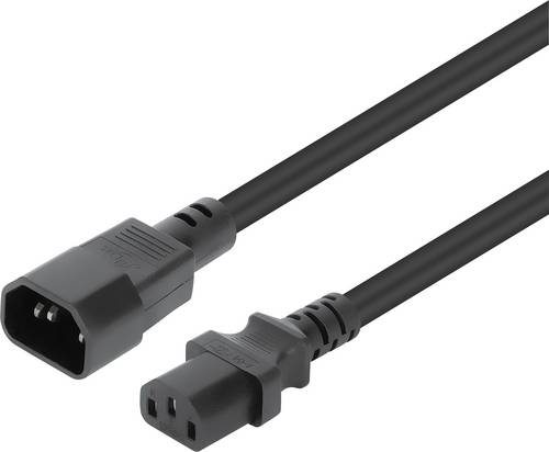 Manhattan Strom Anschlusskabel [1x Kaltgeräte-Buchse C13 - 1x Kaltgeräte-Stecker C14] 1m Schwarz