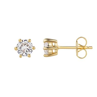 Paar Ohrstecker FIRETTI "Schmuck Geschenk Silber 925 Ohrschmuck Ohrringe Solitär" Gr. 6, gold (gelbgoldfarben, kristallweiß, kristallweiß), Ohrringe, Damen, 6, Silber 925 (Sterlingsilber), mit Zirkonia (synth.)