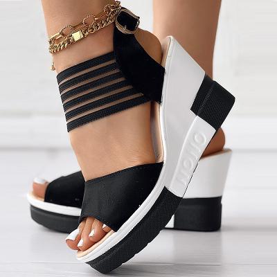 LightInthebox Women's Black Wedge Sandals with Strappy - Fashionable Summer Footwear for Casual and Evening Wear