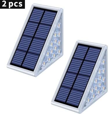 Uplift Picks Solar Waterproof Step Lights With Lens For Safer Garden Deck Paths white 2 Pcs