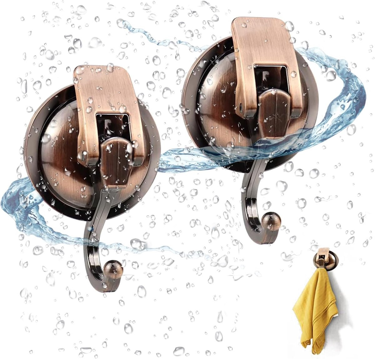 Set van 2 krachtige herbruikbare zuignaphaken van ABS voor keuken en badkamer