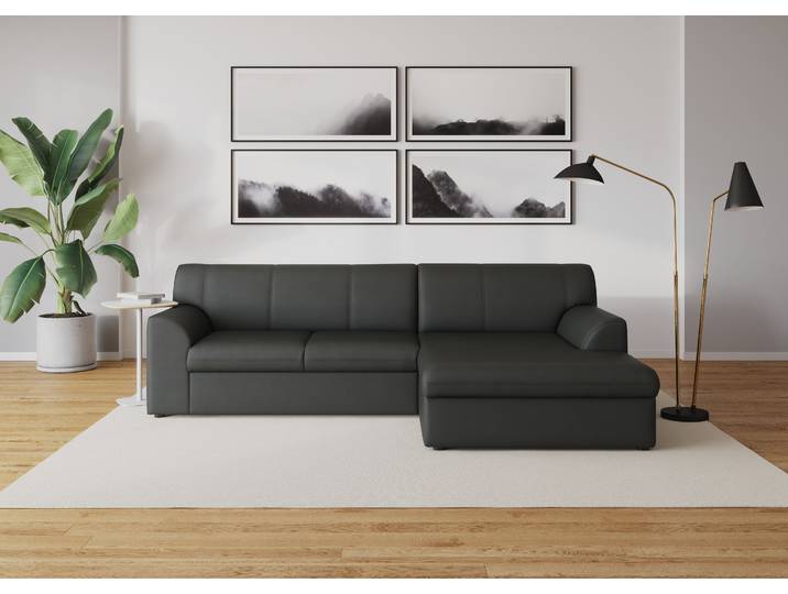 DOMO collection Topper, elegant und zeitlos, kompaktes Stellmass 245/155cm, L-Form mit Recamiere, wahlweise mit Schlaffunktion