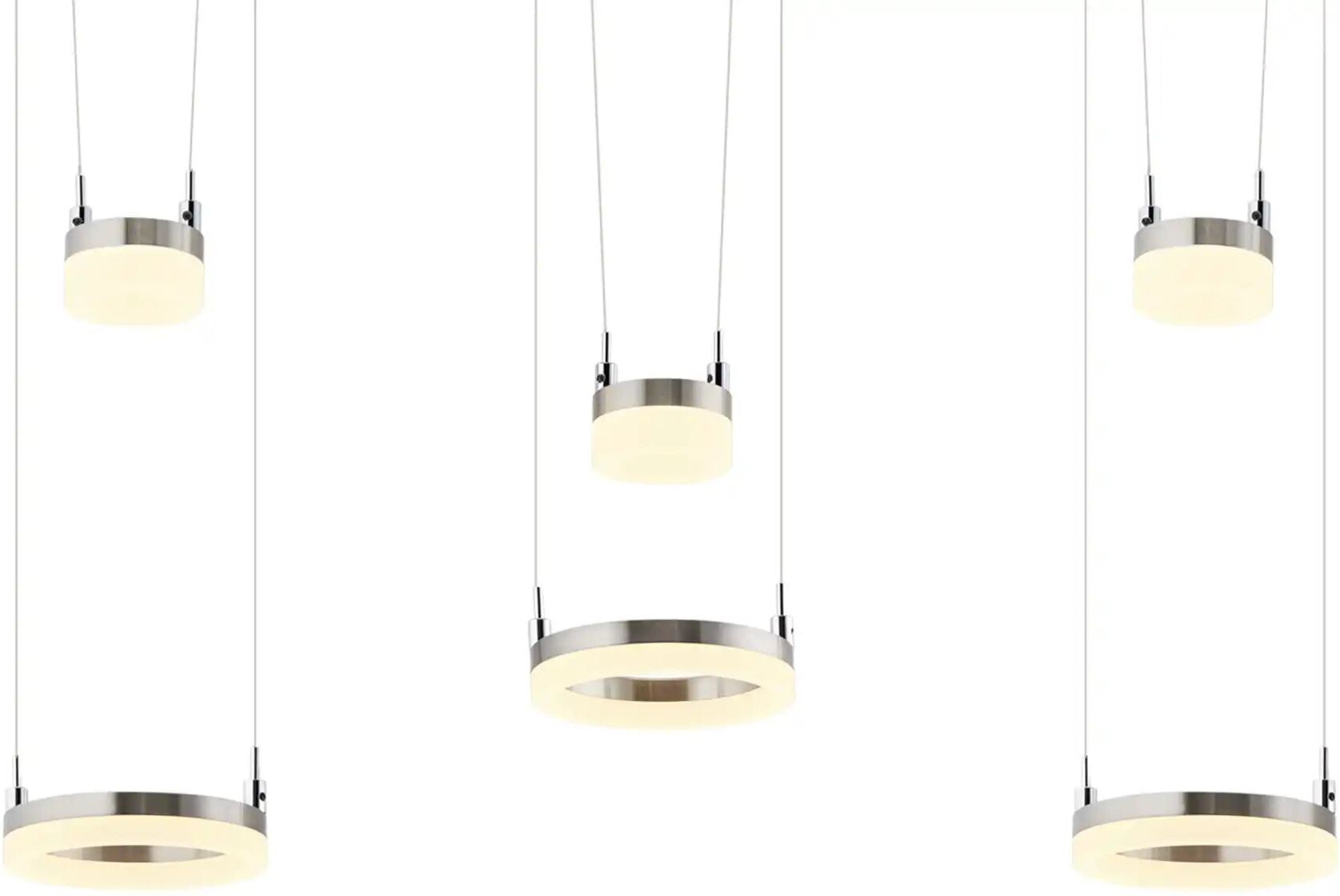 Meisterleuchten LED-Pendelleuchte  6-flammig  nickel matt   ¦ silber ¦ Maße