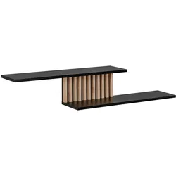 WANDBOARD schwarz, Eiche Jackson 162 cm, Wandregal mit 3D Lamellen