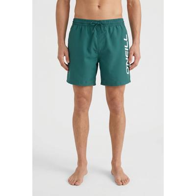 Badeshorts O'NEILL "O'NEILL LOGO 16'' SWIMSHORTS", Herren, Gr. M, N-Gr, grün (botanical heat), Obermaterial: 100% Polyester, Badehosen Badeshorts, mit Seiten- und Gesäßtaschen