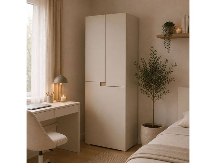 Grande Armoire Lidasime Dmora en Bois Noble Beige 42x184h cm