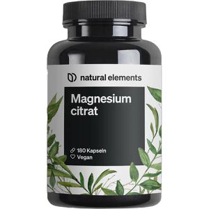natural-elements Magnesium Citrat, 180 Kapseln, Magnesiumcitrat, hochdosiert, 360 mg