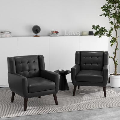 DREAMSIDEA Set of 2 Upholstered Armchairs with Foam Cushions and Solid Wood Legs