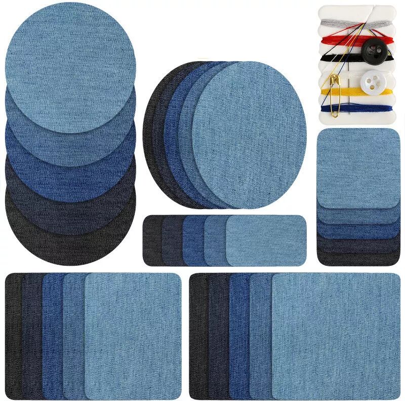 INF Patchs de réparation thermocollants pour jeans 30 pièces
