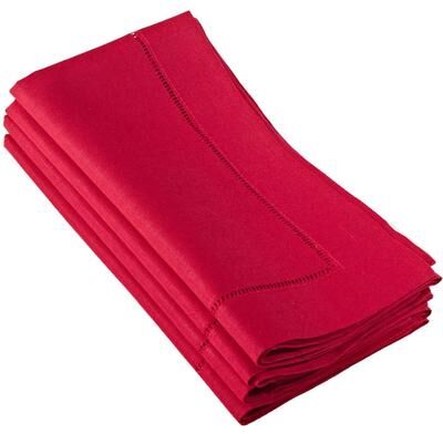Saro Lifestyle Hemstitched Linen Dinner Napkins (Set of 4)