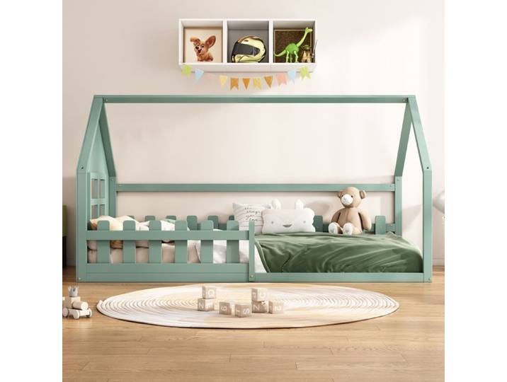 90*200cm lit plat lit d'enfant barre de maison vert