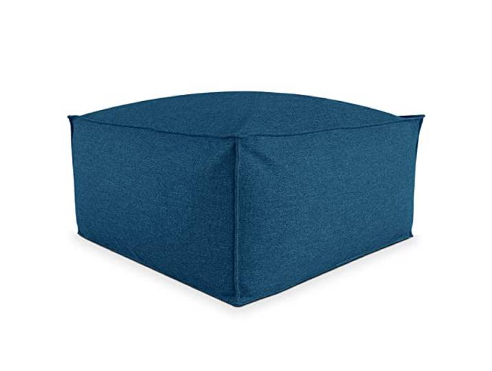 Deshome - Sitzhocker Sitzpouf Pouf 100x100x50 cm mit abnehmbarem Polster für Innen- und Außenbereich: Sitzpouf Design für Sofa, Wohnzimmer, Schlafzimmer, Sitzhocker, Light Pouf Blau