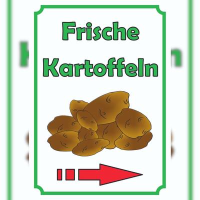 Verkaufsschild Schild Kartoffeln Hochkant mit Pfeil rechts A3 (297x420mm)