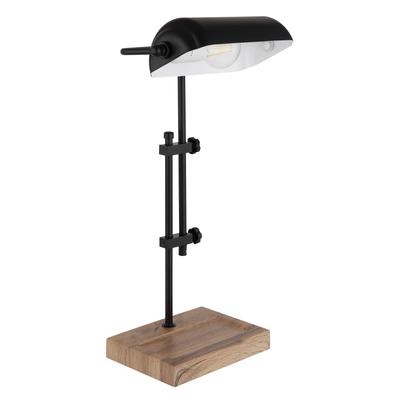 GLOBO LIGHTING Schreibtischlampe "MARID", bunt (schwarz, natur), 1, H: 50cm, 1 Stk., Leuchten, Klassische Schreibtischleuchte, Antik-look Tischleuchte, Bankerlamp, Schreibtischlampe