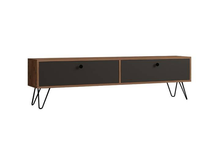 TV-Möbel Yasam Kiefer/Grau melaminbeschichteter Holzwerkstoff B 160 cm 25 kg - TV-Möbel