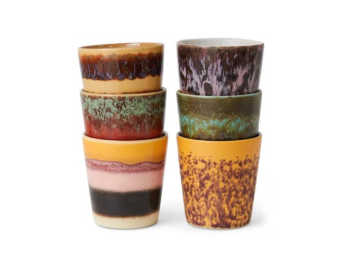 HKliving - 70's Kaffeebecher, 230 ml, valley (6er-Set)