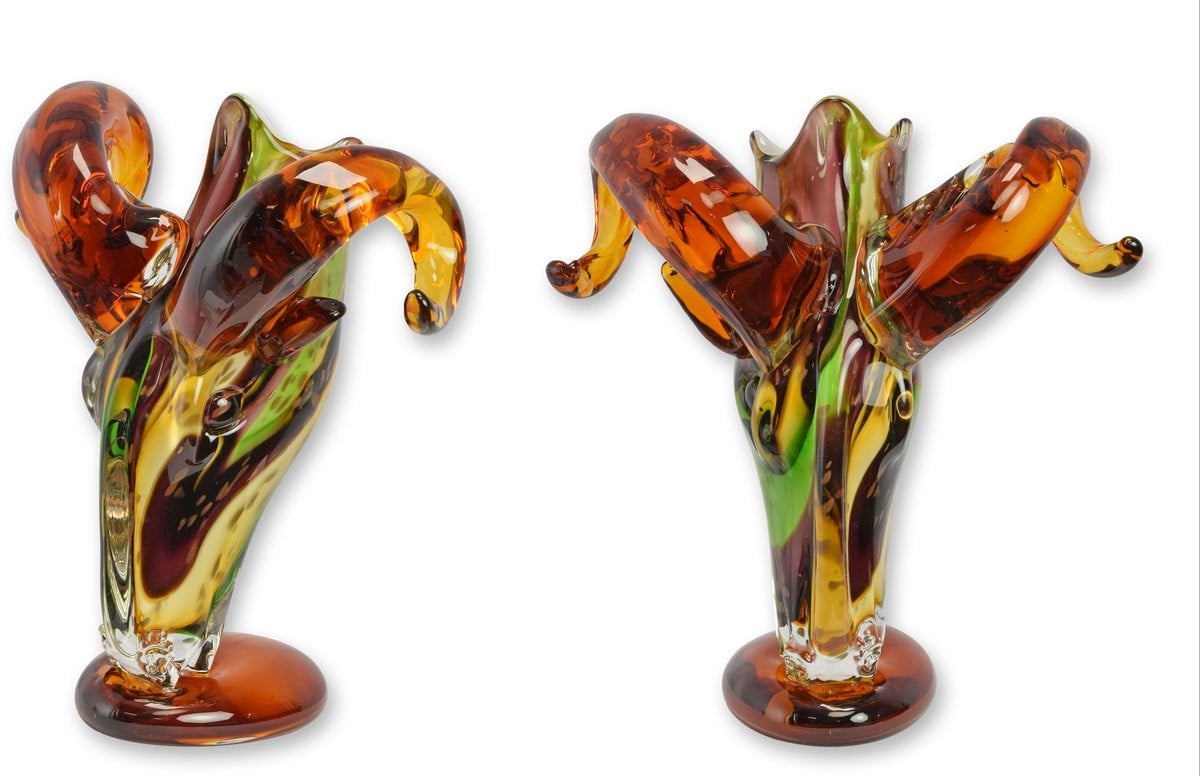 Glazen vaas Ramkop in Murano stijl, Hoogte: 31 cm