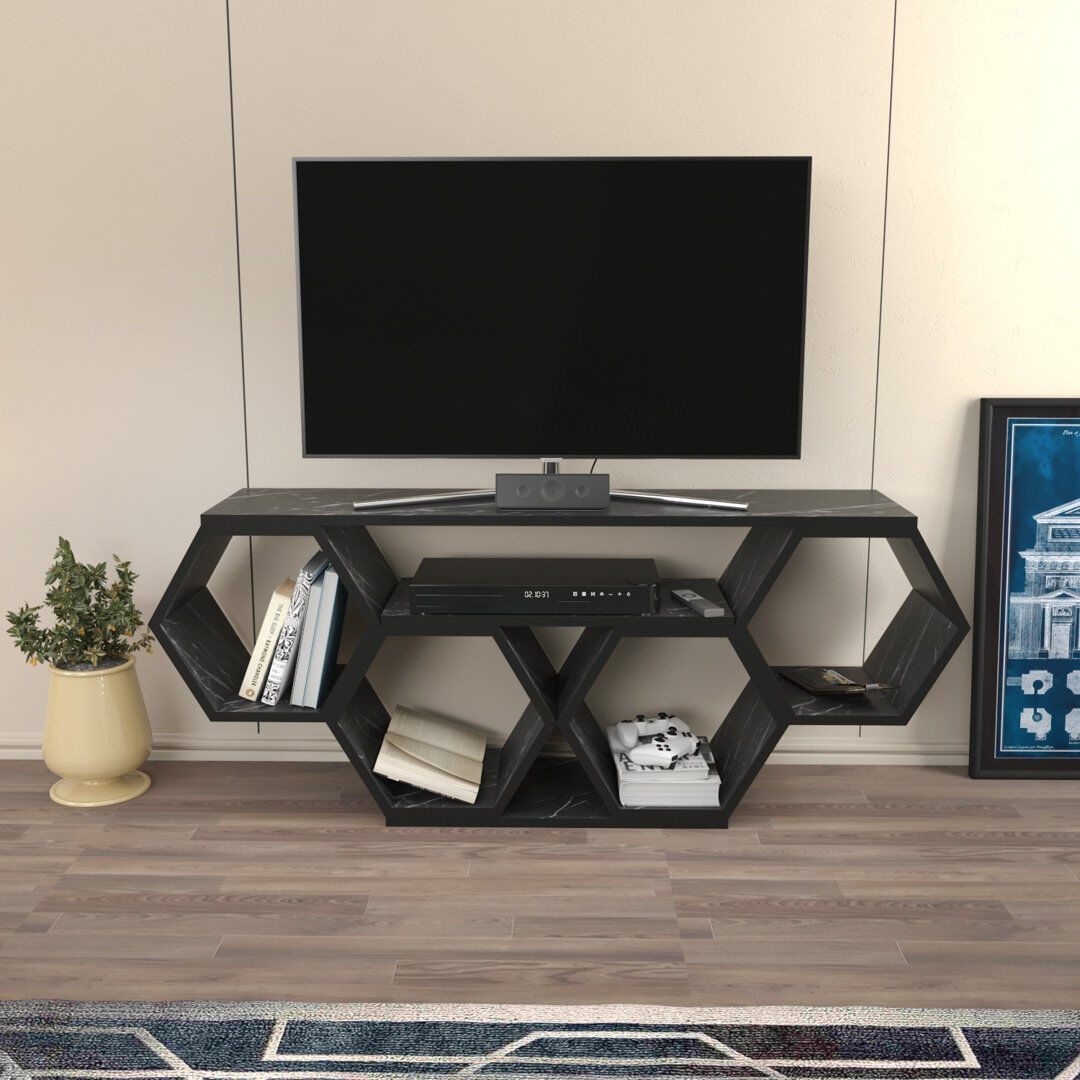 Hashtag Home Alecto TV Stand for TVs up to 55" Black Marble Effect 55"