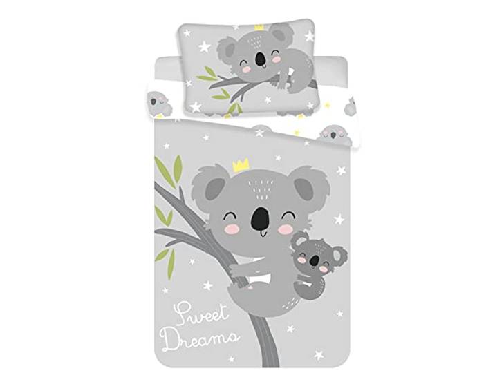 Koala Babybettwäsche 100x135 100% Baumwolle Geschenk Wendbare Baby-Bettwäsche Naturbaumwolle weich atmungsaktiv Koala Design 0-3 Kinderbett Maschinenwaschbar