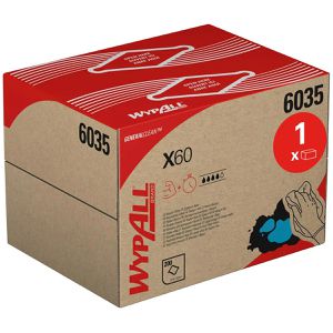 Wypall Einwegtücher X60, 6035, General Clean, Hydroknit, weiß, 1-lagig, Vlies & Zellstoff, 43 x 32 cm, 200 Blatt