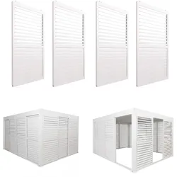 4er-Set Aluminium Schiebetür für Pergola MCW-L46, Terrassenüberdachung, Lamellenpaneel Modul, 206x369cm ~ weiß