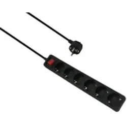 Helos Steckdosenleiste CLASSIC, 6-fach, schwarz, 5,0m, mit Schalter