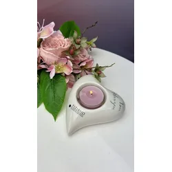 Teelichthalter Herz Amore 13,5cm cremeweiß