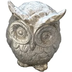 Betonfigur Eule Merlin, silber - Wächter für Haus und Garten
