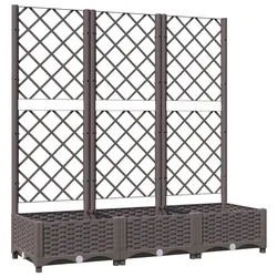 Helloshop26 - Hochbeet für Pflanzen Blumen Terrasse Garten mit Rankgitter 120 x 40 x 121,5 cm PP braun 02_0038232