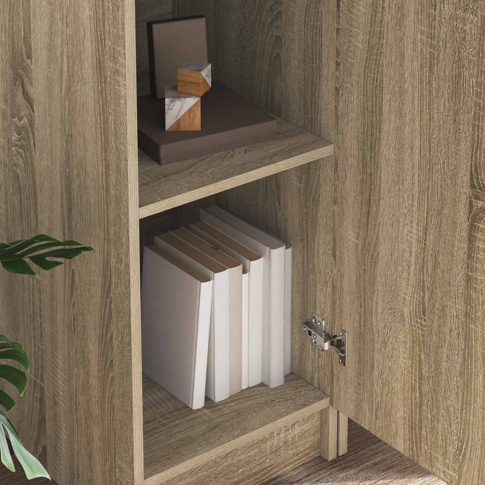 vidaXL Escritorio con estante con almacenamiento 2 uds. Roble Sonoma Marrón