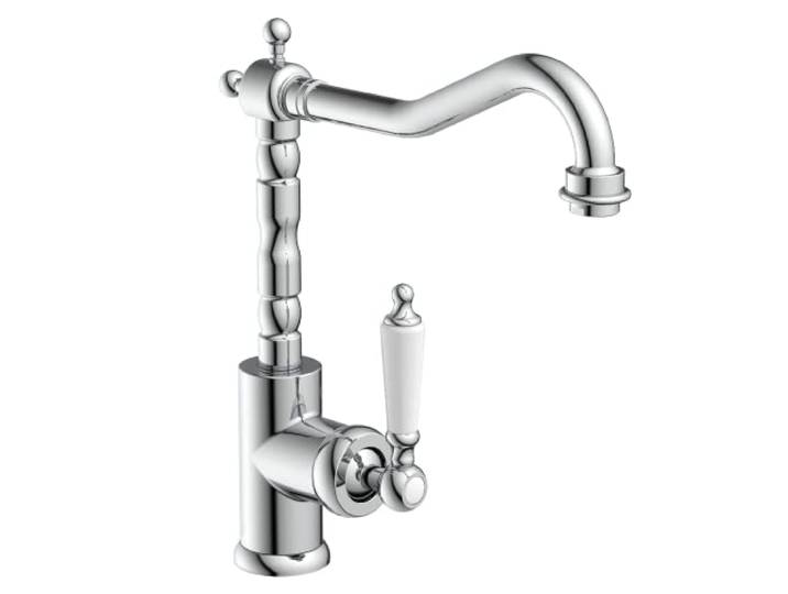 SCHÜTTE schwenkbare Küchenarmatur OLD STYLE, Retro Wasserhahn, klassische Mischbatterie mit Einhebelmischer für das Bad, nostalgische Mischbatterie 72500, Chrom