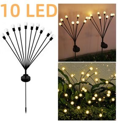 Perfect Picks Market Solar Firefly Garden Lights Outdoor Waterproof Swaying LED Pathway Lights 10led warm