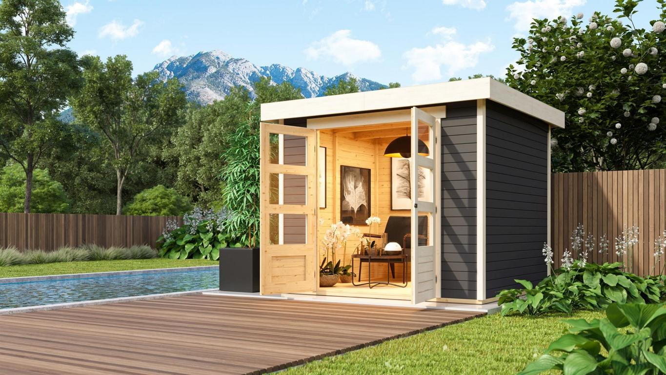 KARIBUHOLZT Avena 1, terragrau 2,42x2,42x2,11m 16919014