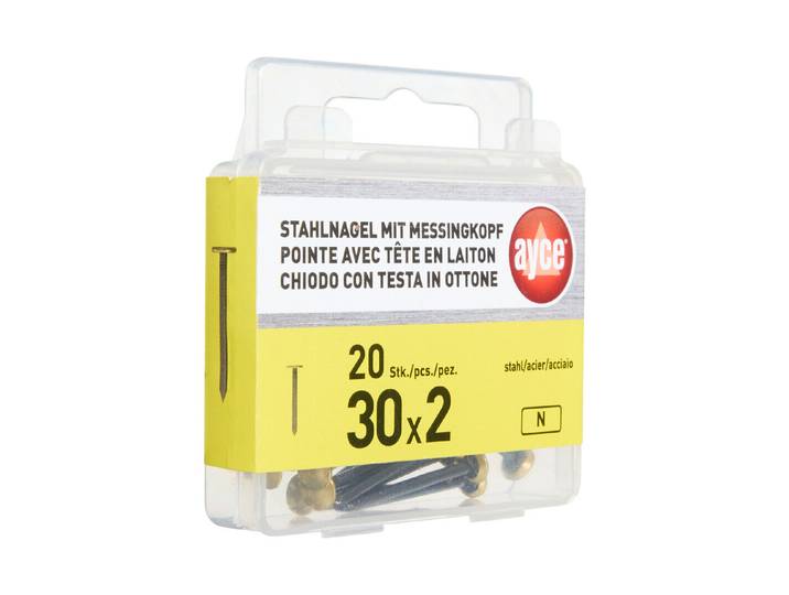 Ayce Stahlnägel mit Messingkopf 30 mm 20 Stück