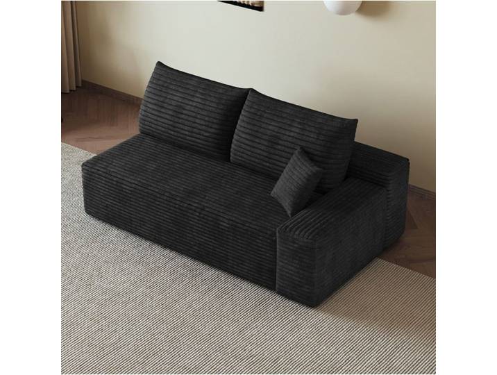 Canapé d'angle réversible modulable sans montage - YEAVIO - tissu corduroy angle droit noir