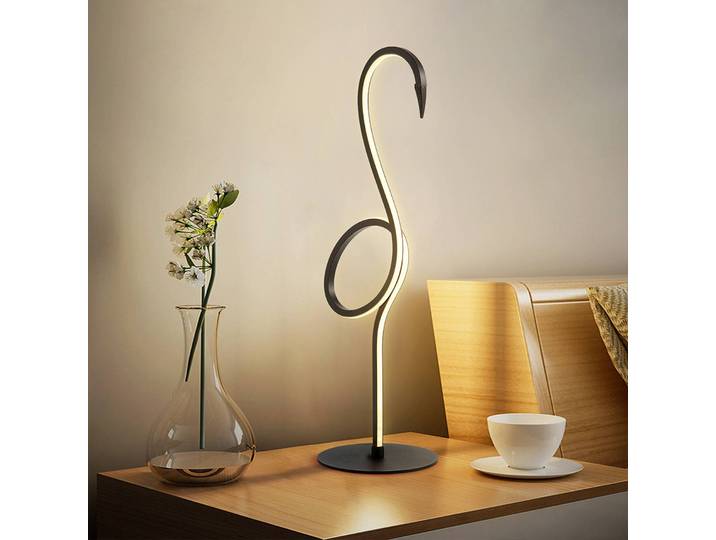 Elstead LED Tischlampe Flamingo, schwarz, für Wohn- / Esszimmer, Metall, Design, LED Tischlampe