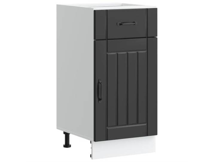 HKTMGDNG Küchenunterschrank Lucca Schwarz 40x46x81,5 cm Holzwerkstoff Kompakter Beistellschrank für Küche und Vorratsraum mit verstellbaren Füßen, geräumiger Schublade und robuster Tür.