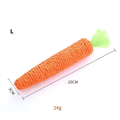 Crunchy Carrot Cat Teething Toy Interactive Sound Cuddle Stick For Chewing & Play l