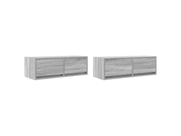 LMTYOENFG TV-Wandschrank 2er Set Grau Sonoma 80x31x25,5 cm Holzwerkstoff Wandmontiertes TV-Lowboard Set für Wohnzimmer und Schlafzimmer mit 2 Schubladen für geordnete Mediengeräte.