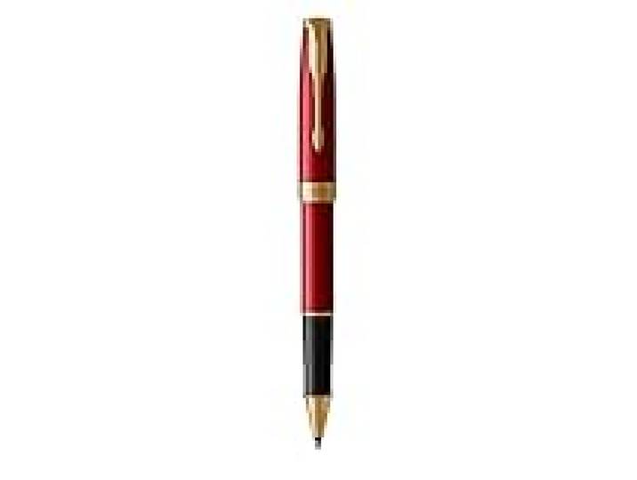 Parker Sonnet stylo roller rouge intense avec attributs or pointe fine encre noire coffret cadeau