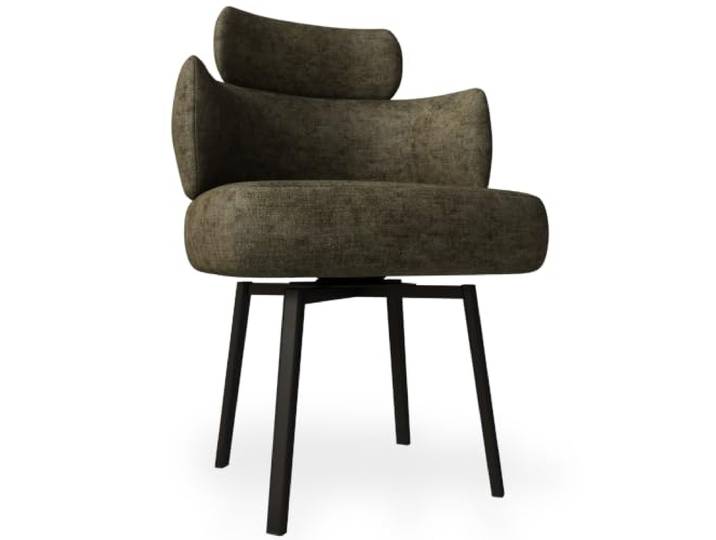 SEEDWAVE Gepolsterter Esszimmerstuhl, 360° drehbar, Chenille, Rundumlehne 14 cm dick gepolsterter Sitz und Metallbeine für Esszimmer und Wohnbereich