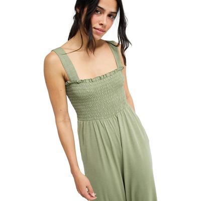 Jumpsuit ROXY "Just Passing By", Damen, Gr. S, grün (olivgrün), Obermaterial: 63% Polyester, 33% Viskose, 4% Elasthan., Overalls Jumpsuit