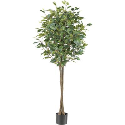 Kunstpflanze CREATIV GREEN "Ficus benjamina", grün, H:125cm, Kunststoff, Kunstpflanzen, Kunstpflanze, in Hochstamm-Form
