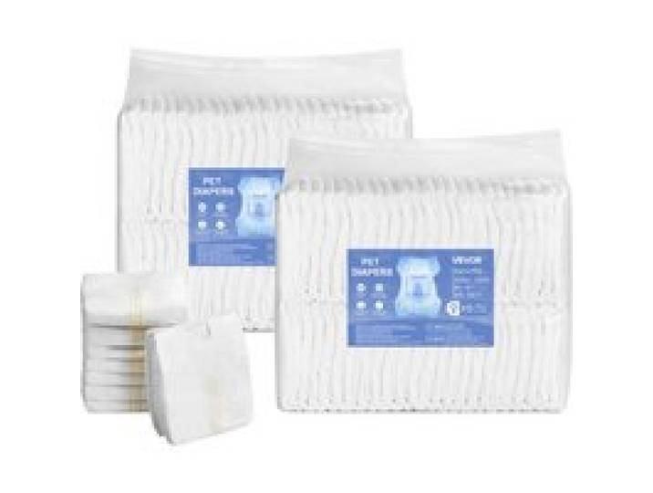 VEVOR Couches Jetables pour Chiens Femelles, 96 PCS, Couches pour Chiennes Super Absorbantes Anti-fuites, Taille XS, Indicateur Humidité, pour Chaleur, Règles, Entraînement, Incontinence, 2 Lots de 48