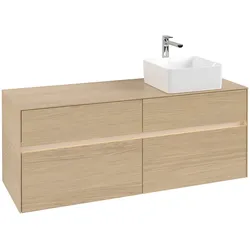 Villeroy & Boch Waschbeckenunterschrank Collaro, Eckig, Nordic Oak, 1400x548x500 mm, mit Beleuchtung und SoftClosing, Smarthome-fähig