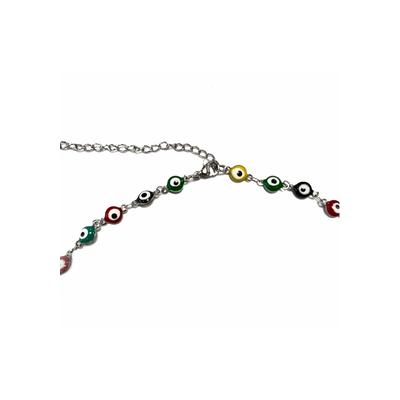 Collier FIRETTI "Schmuck Geschenk Halsschmuck Halskette Ankerkette Evil Eye/Böser Blick", bunt (silberfarben, grün, rot, gelb, rosa, weiß, blau, schwarz), Halsketten, Damen, Edelstahl, L: 37 B: 2mm, Collier, Made in Germany - mit Glasstein, B:2mm