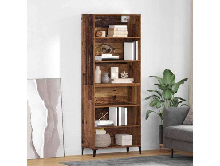 RJPLMFV Highboard aus Holz, 69,5 x 34 x 180 cm Verstellbare Regale, Eisenbeine für Esszimmer und Wohnzimmer